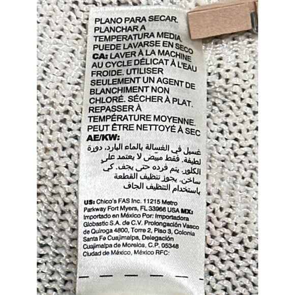 Chicos Size 2 Large Multicolor Tunic Paisley Knit Tunic Boho City Resort Style - Picture 9 of 13